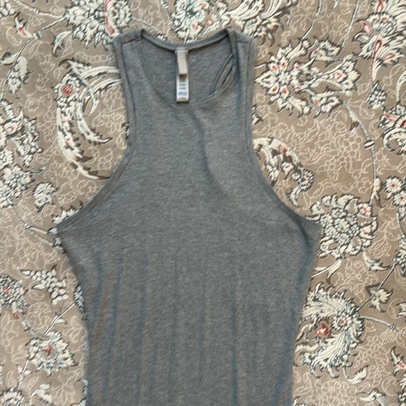 Skims Gray Ribbed cotton Knit racer back long pajama / dress - Picture 2 of 8